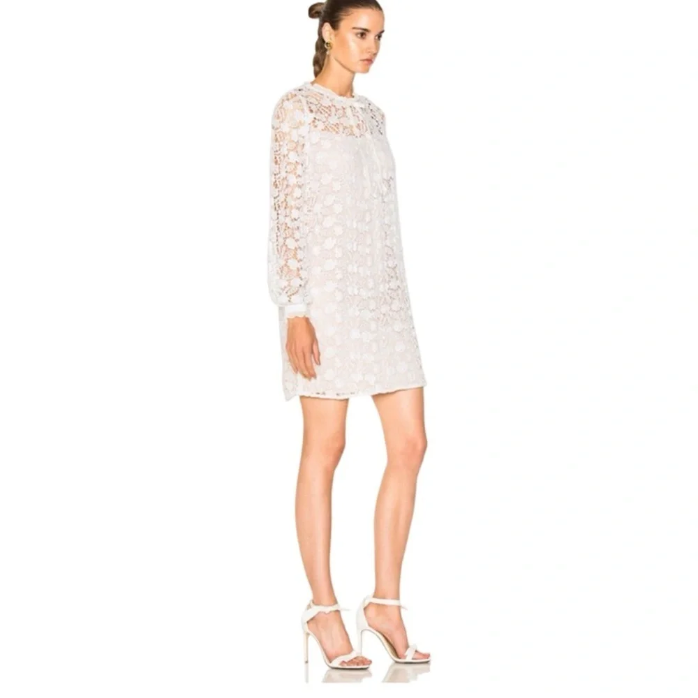Needle & Thread Crochet Lace Dress Size 8 White Blush Pink Bridal Wedding
